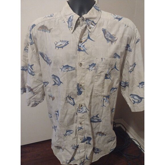 Columbia Other - Columbia Sportswear Company Short Sleeve Fish Print Button Shirt Mens Large L